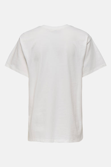 T-shirt blanc à manches courtes de ONLY®, vue arrière, sur fond uni clair.