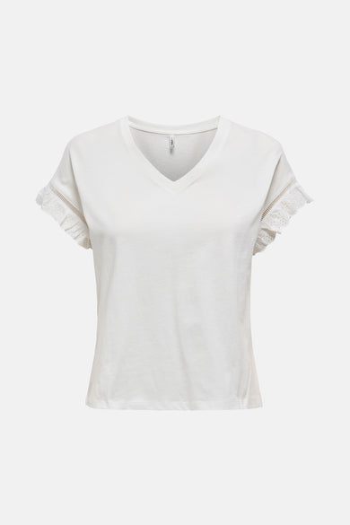 Witte tanktop van ONLY, met ritsen op de mouwen.
