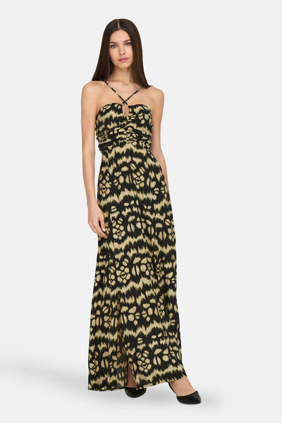 Robe longue multicolore ONLY®, à motif imprimé, coupe maxi et bretelles croisées.