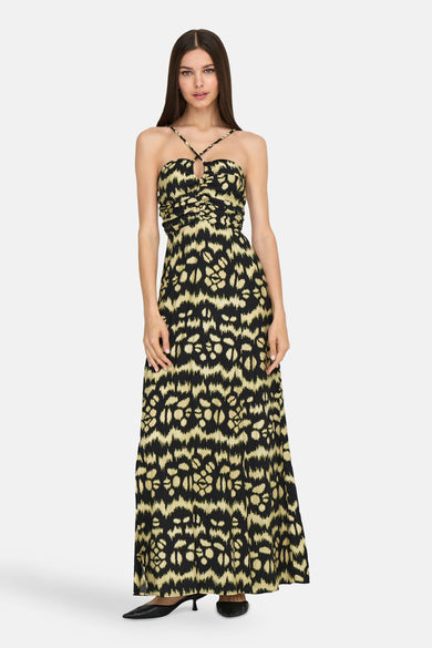 Robe longue multicolore de ONLY, à motif imprimé et bretelles croisées.
