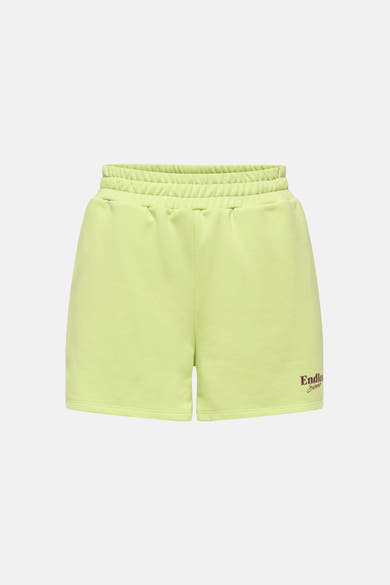 Short vert de ONLY® avec taille élastiquée en molleton et motif "Endless Summer" sur la jambe droite.