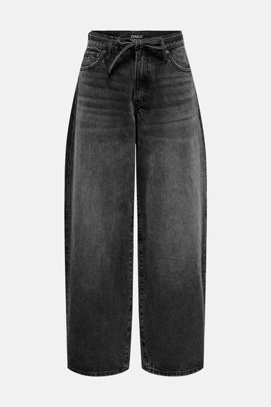 Jean droit en denim noir de ONLY, avec ceinture à nouer à la taille