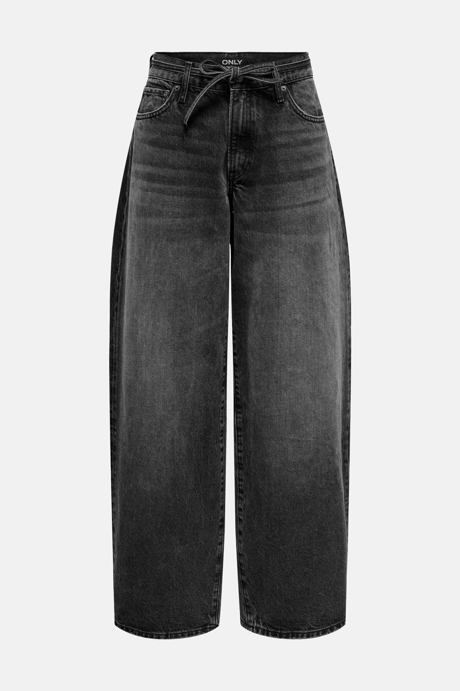 Jean droit en denim noir de ONLY, avec ceinture à nouer à la taille