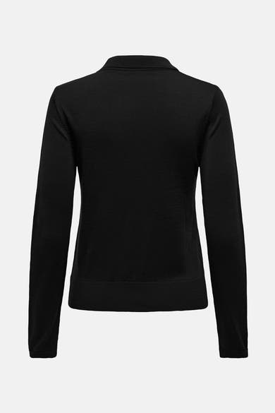 Polo noir à manches longues de ONLY, en tricot fin, avec col et texture lisse.

