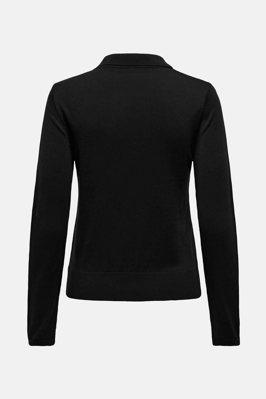 Polo noir à manches longues de ONLY, en tricot fin, avec col et texture lisse.
