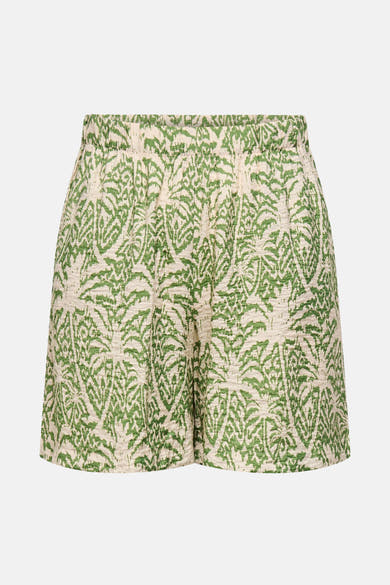 Korte groene JDY top met textuur bladpatroon en elastische tailleband
