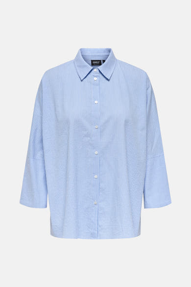 Gestreept blauw overhemd met lange mouwen van ONLY, met een losse pasvorm en witte knopen.