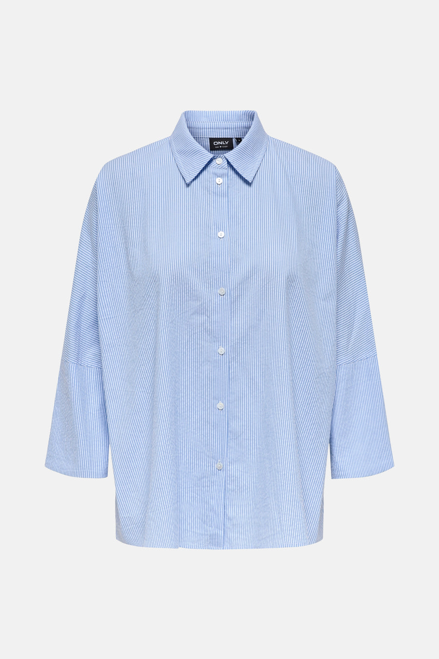 Gestreept blauw overhemd met lange mouwen van ONLY, met een losse pasvorm en witte knopen.