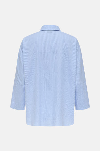 Blouse met lange mouwen in blauw met strepen van ONLY, achterzicht.