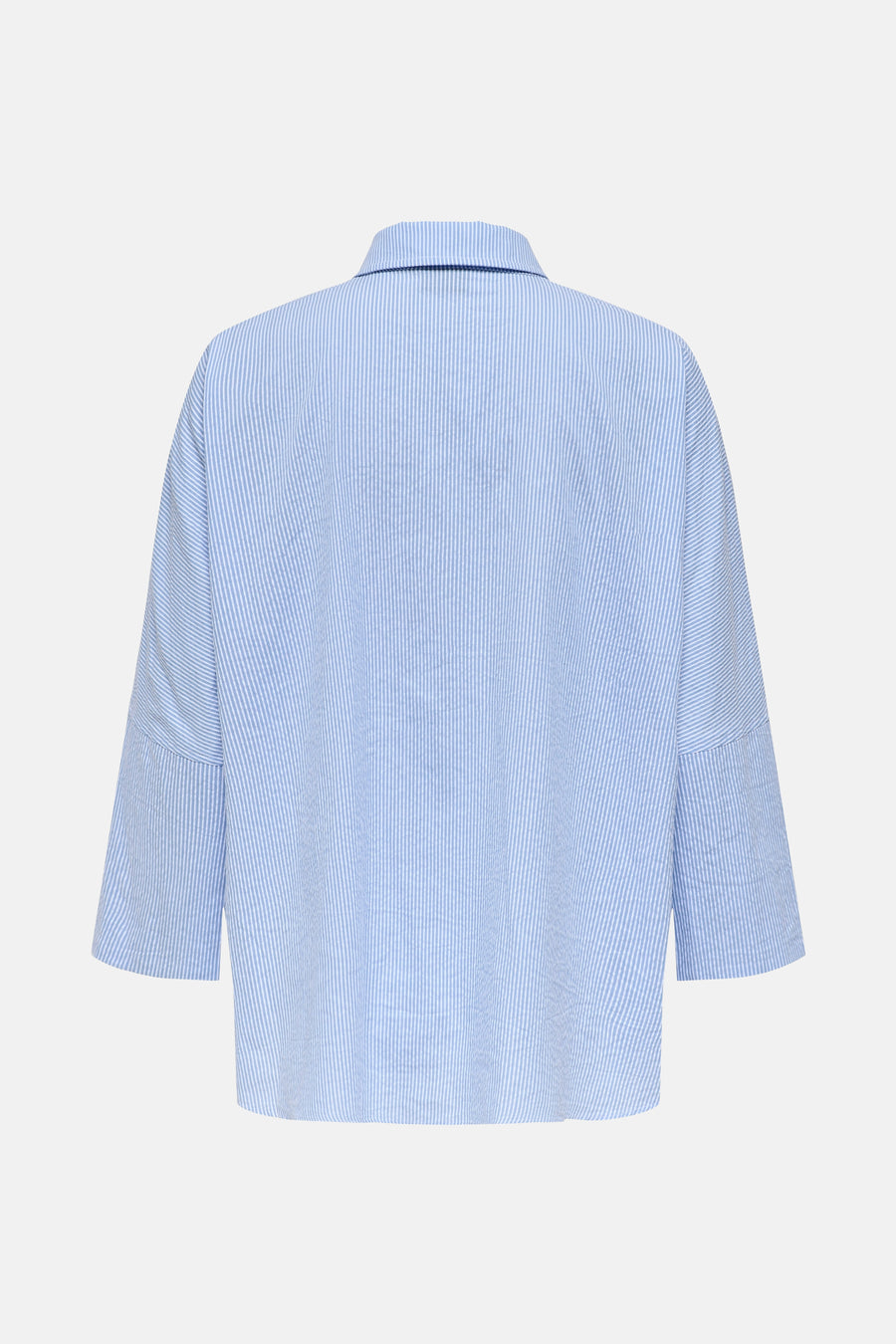 Blouse met lange mouwen in blauw met strepen van ONLY, achterzicht.