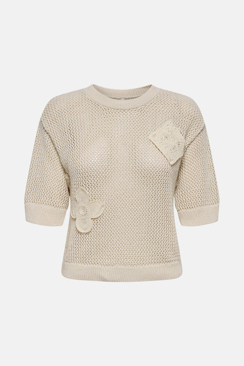 Pull met ronde hals - beige
