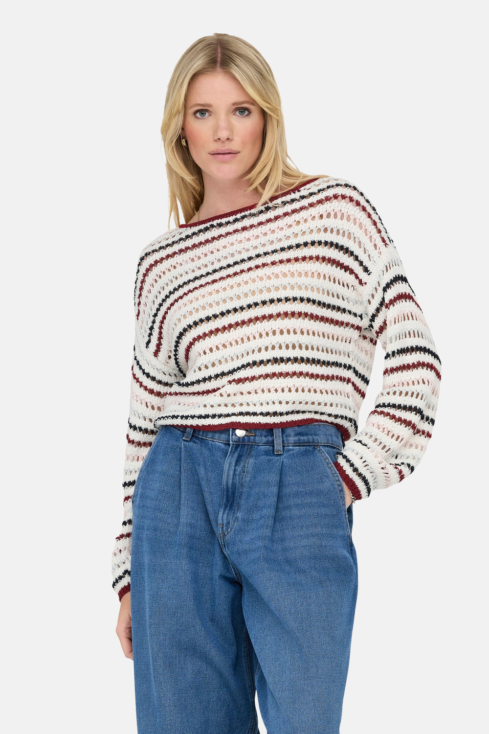 ONLGEENA LS SHORT STRIPE BOATNECK CC KNT