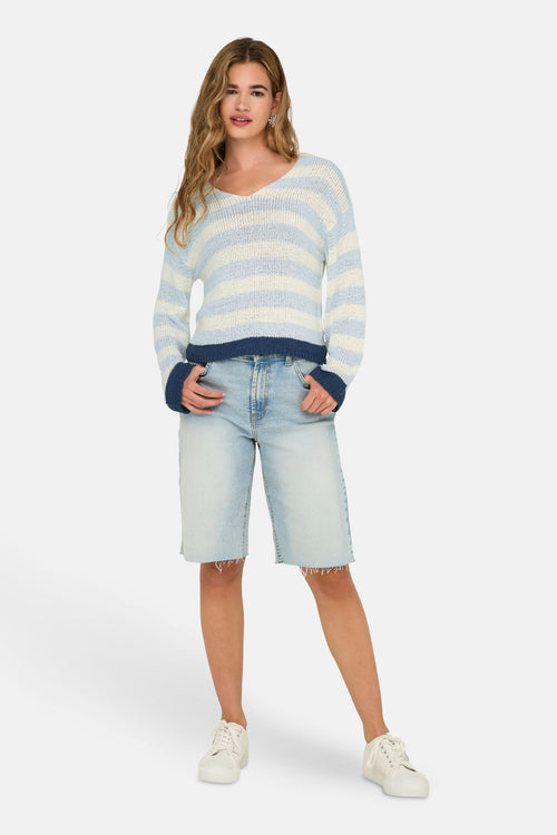 Pull met V-hals - Blauw