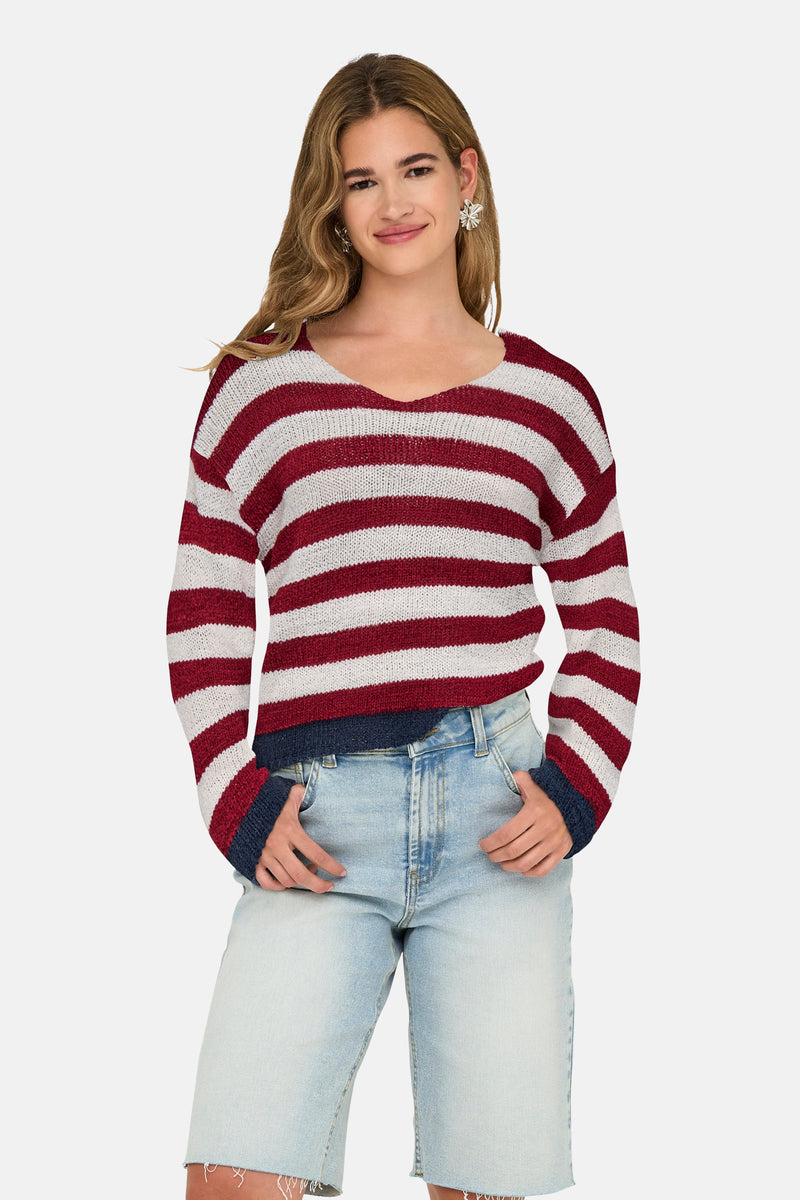 Pull met V-hals - multicolor