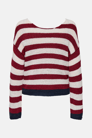 Pull multicolore à rayures horizontales par ONLY®, avec bordure contrastée au bas.