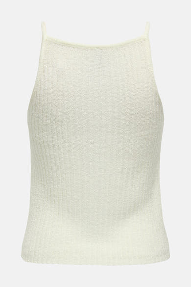 Débardeur beige ONLY, en tricot texturé avec des bretelles fines.
