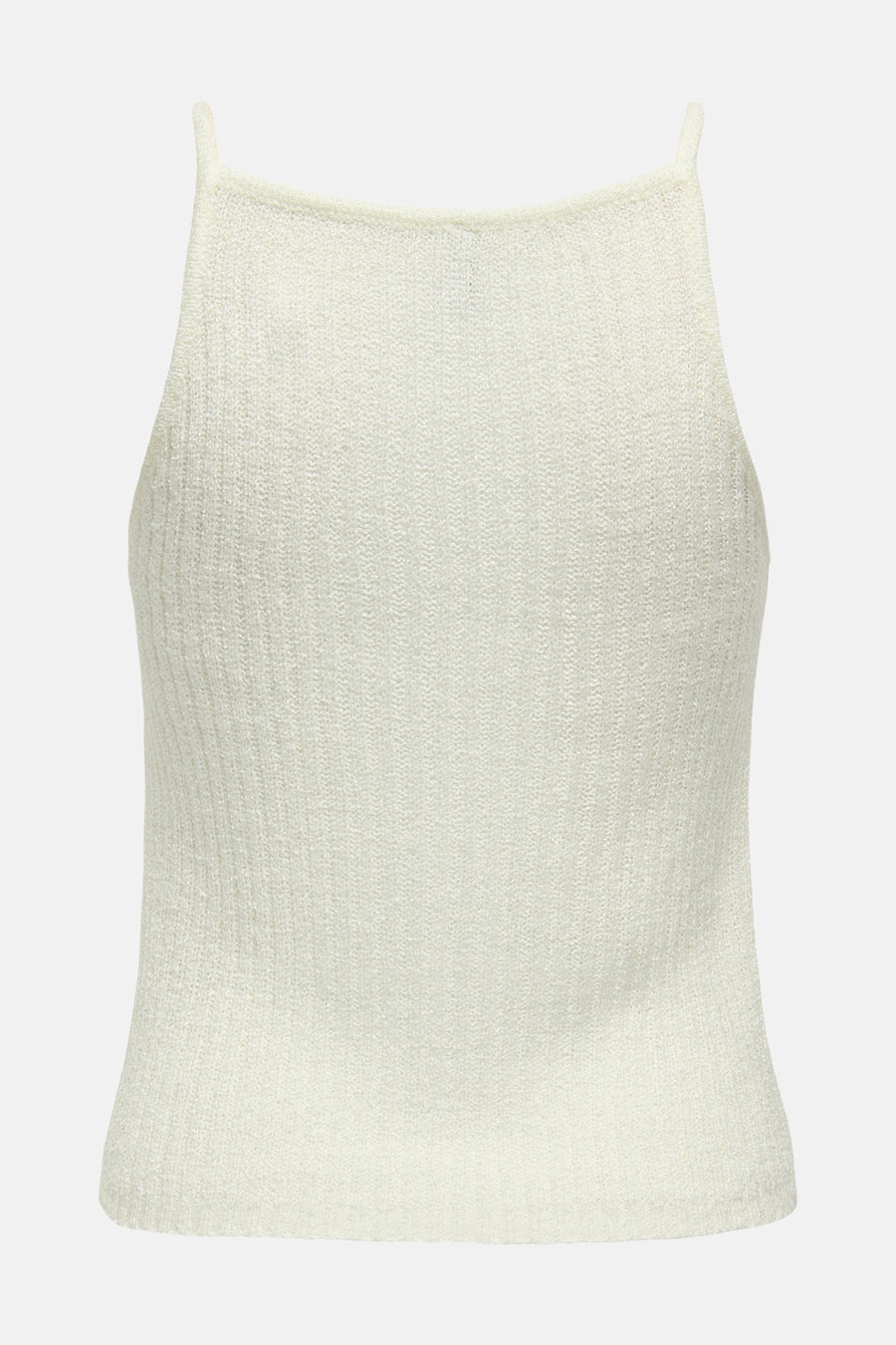 Débardeur beige ONLY, en tricot texturé avec des bretelles fines.
