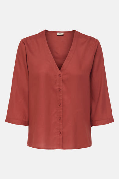 Rode blouse met lange mouwen van JDY, met V-hals en knoopsluiting.