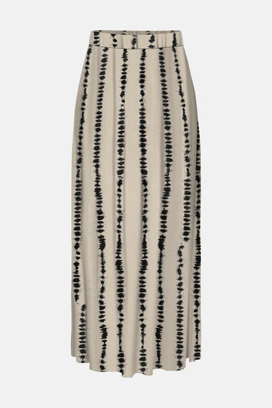 Ecru lange rok van JDY, met zwart verticaal tie-dye patroon en rechte pasvorm.
