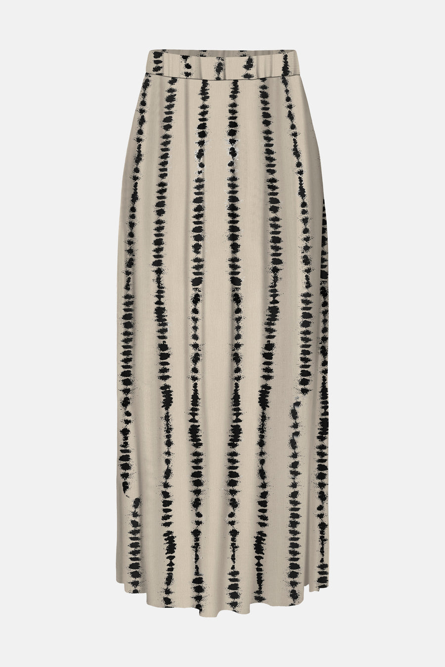 Ecru lange rok van JDY, met zwart verticaal tie-dye patroon en rechte pasvorm.