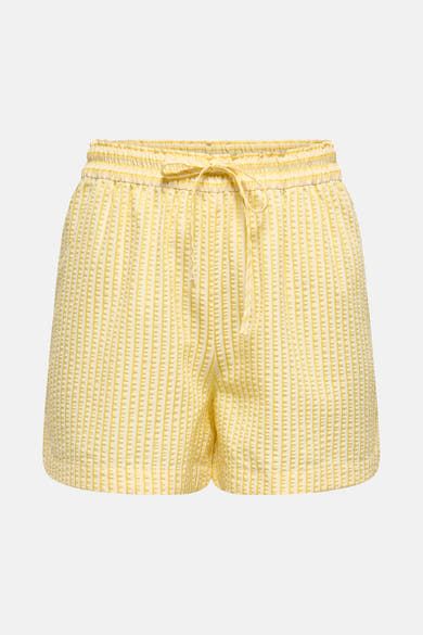 Gele korte broek met verticale strepen van JDY, met trekkoord in de taille.