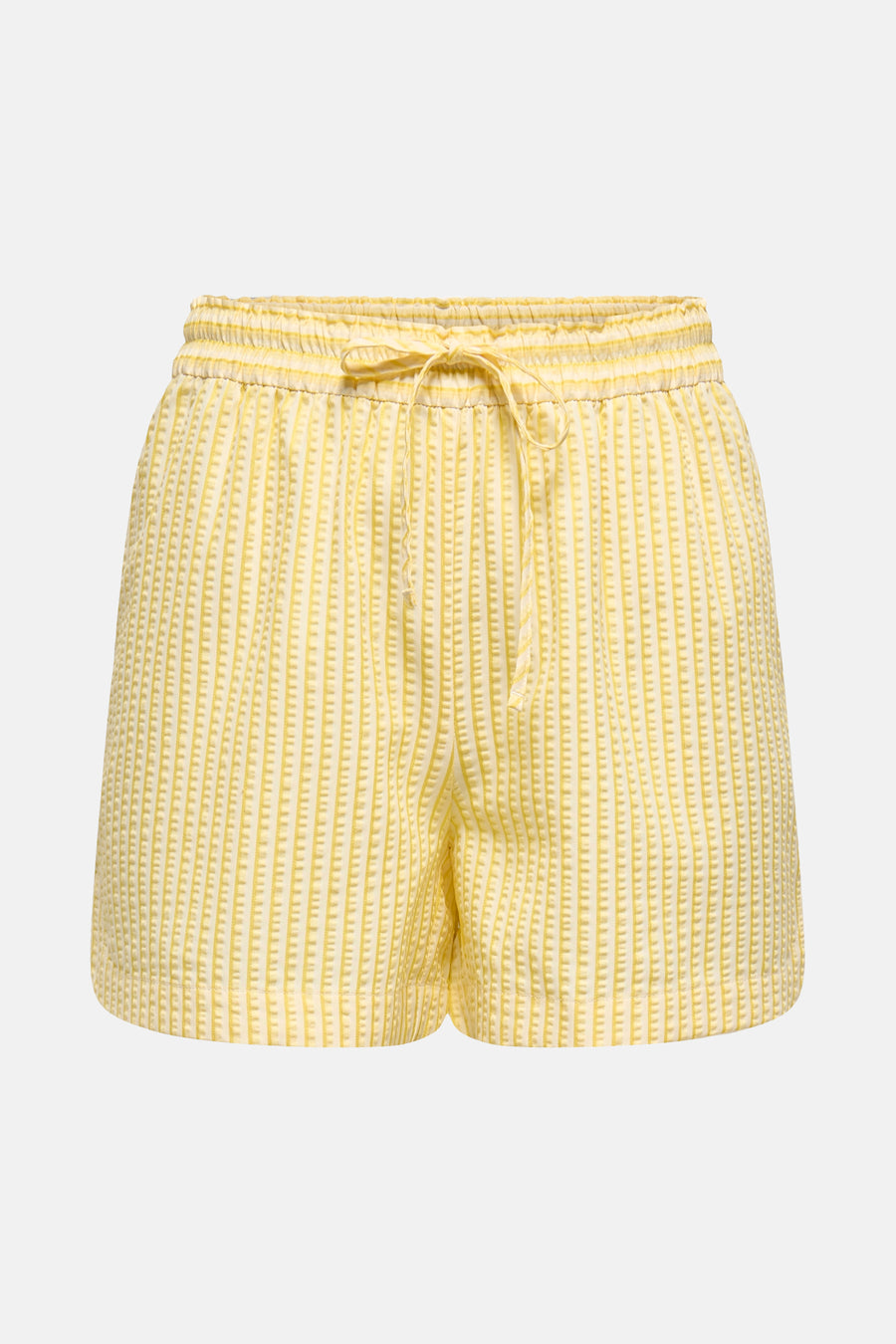Gele korte broek met verticale strepen van JDY, met trekkoord in de taille.
