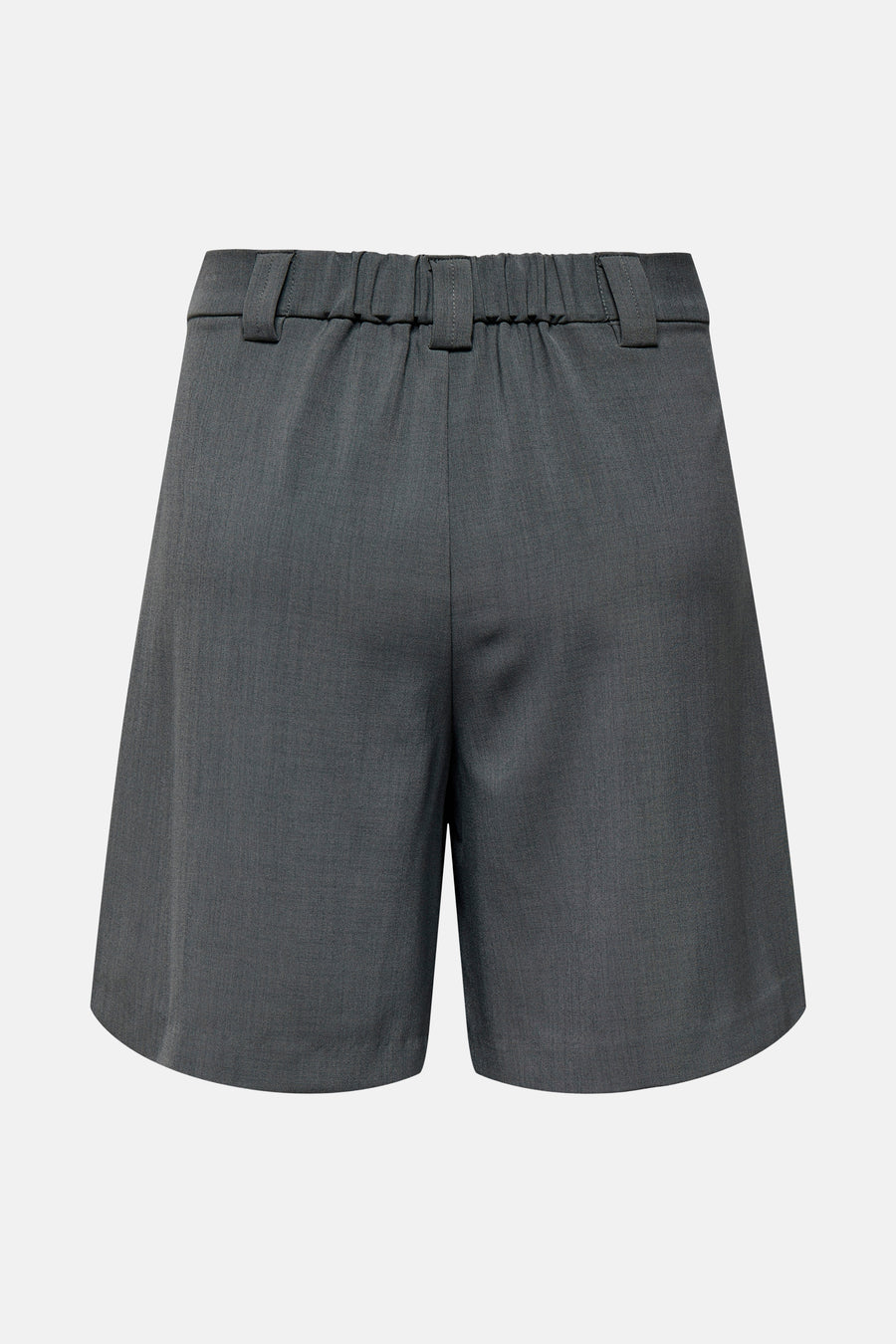 Short gris de ONLY, avec taille élastiquée et passants de ceinture apparents, vue de dos.
