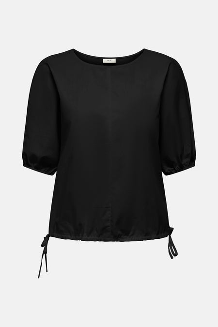 Zwart T-shirt met korte mouwen van JDY, met trekkoorden aan de onderkant.