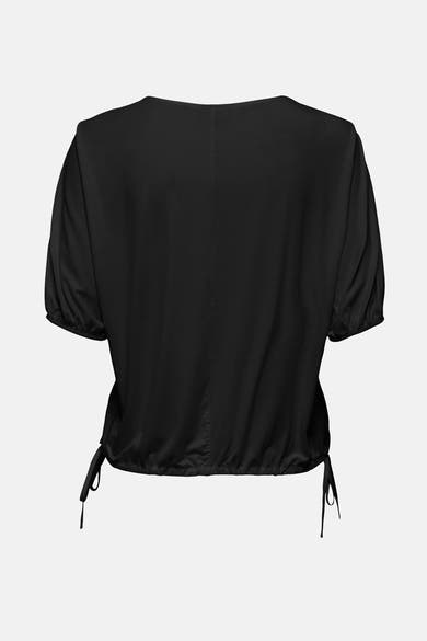 T-shirt noir à manches courtes de JDY, avec des cordons de serrage à la base.