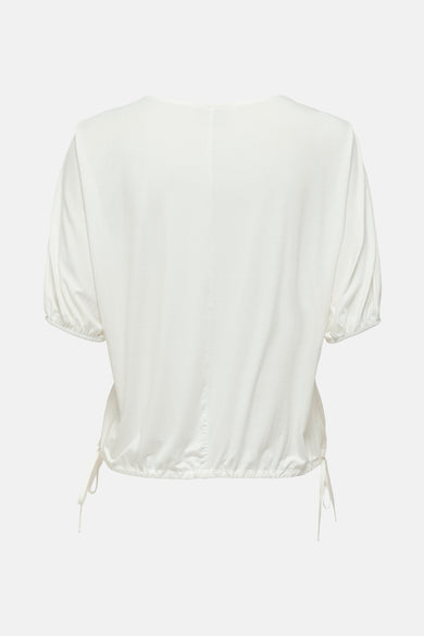 T-shirt blanc à manches courtes de JDY, avec une taille élastiquée et des cordons de serrage.