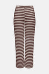 Gebroken wit en bruine broek van ONLY® met golvende horizontale strepen in mesh, cropped model.