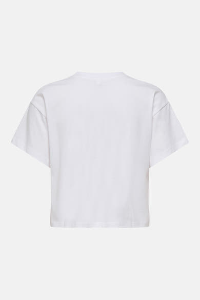 T-shirt blanc de ONLY à manches courtes, coupe cropped, vue de dos.