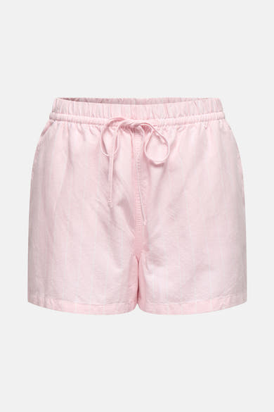 Short rose à rayures verticales par JDY, avec cordon de serrage à la taille élastiquée.