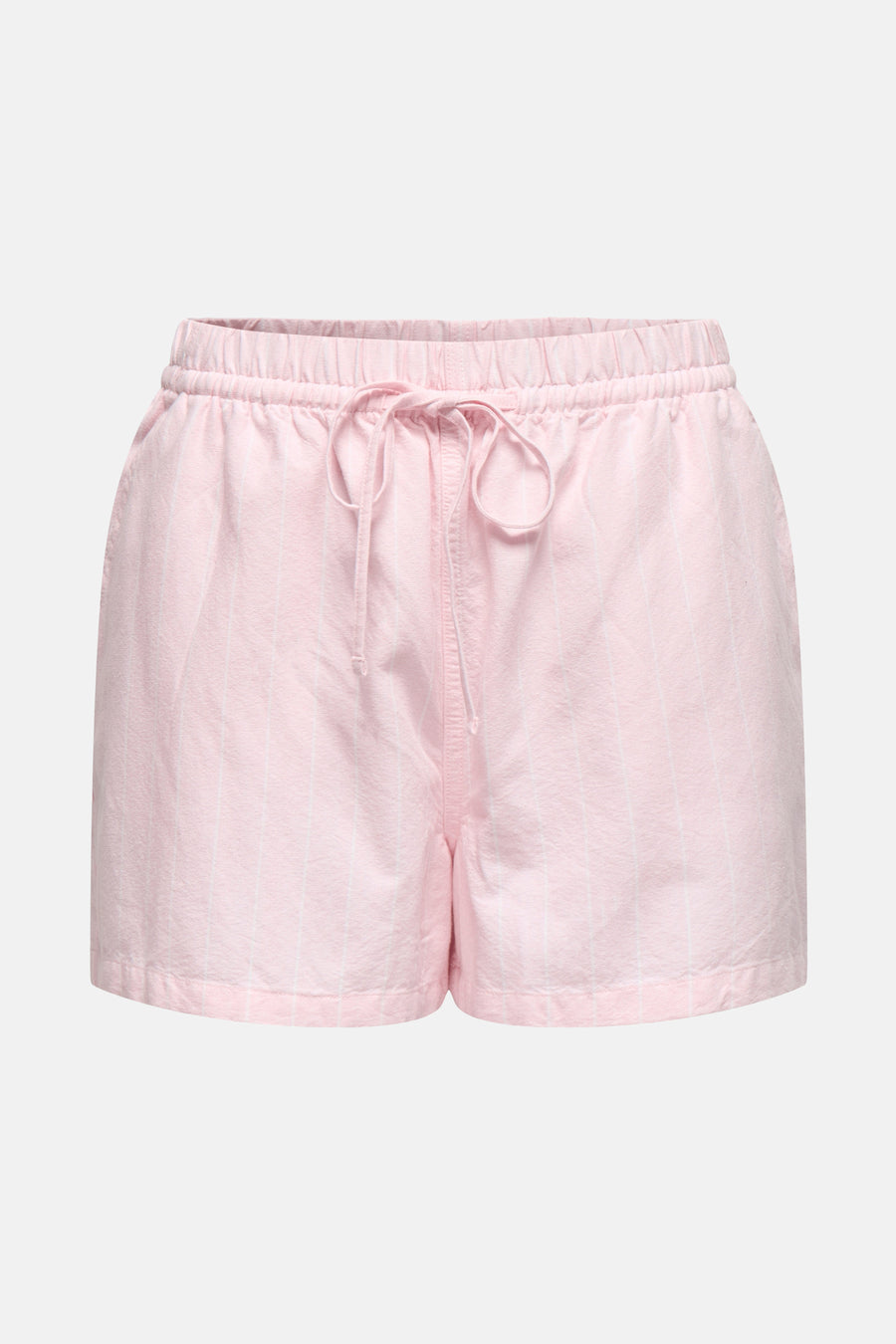 Short rose à rayures verticales par JDY, avec cordon de serrage à la taille élastiquée.