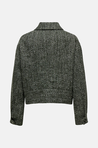 Veste courte verte en tweed de ONLY, avec col classique et manches longues.