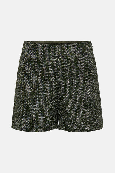 Short vert en tweed de ONLY, avec une texture mouchetée.