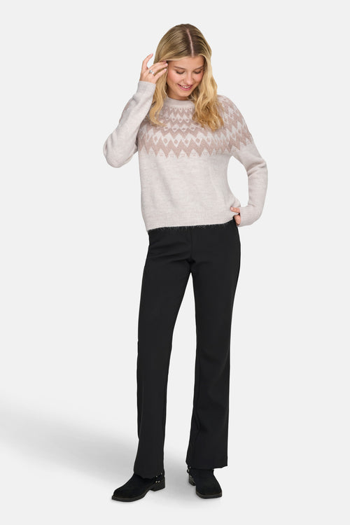 Pull met ronde hals - beige