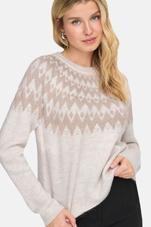 Pull met ronde hals - beige
