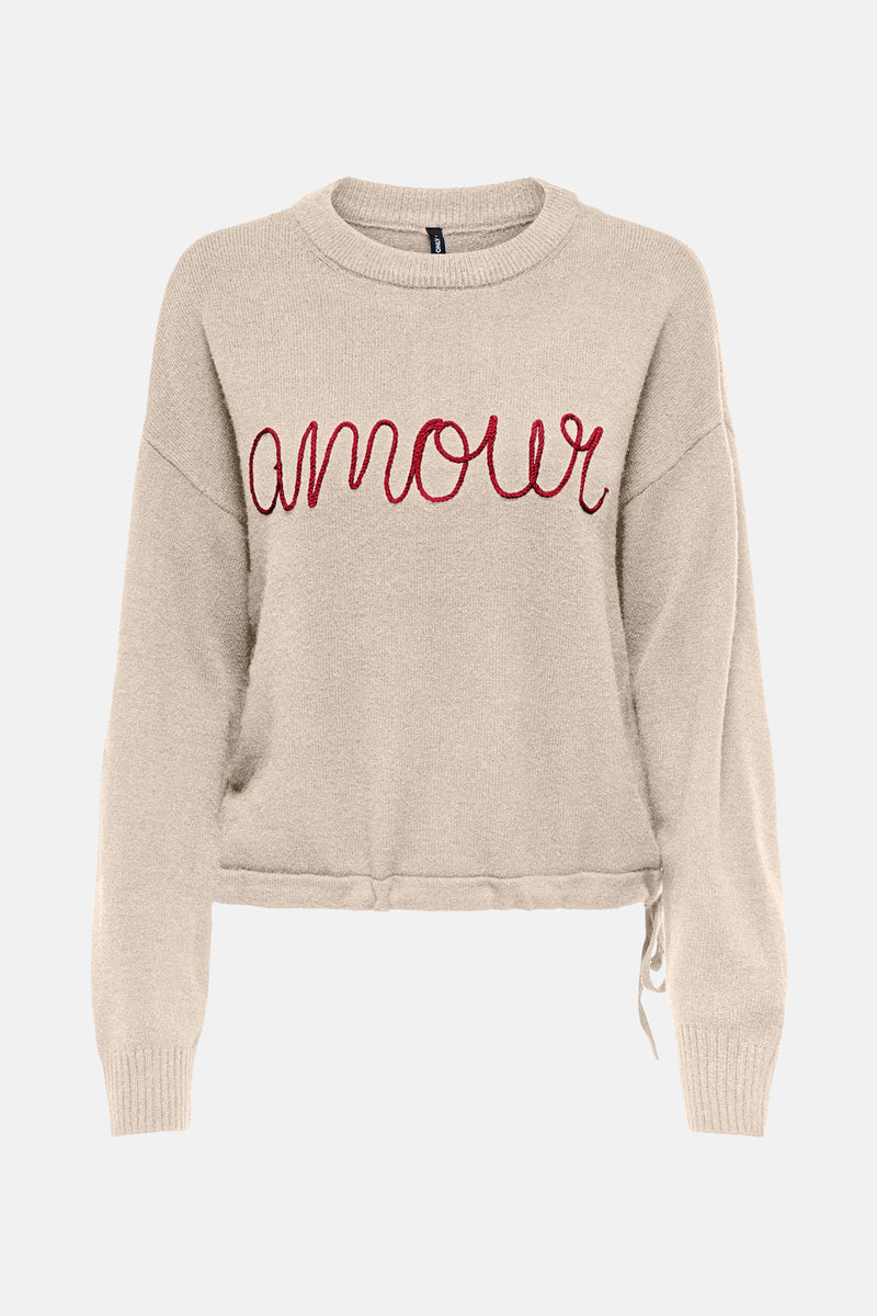 Pull col rond beige - ONLY®