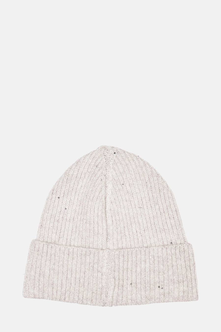 Bonnet écru de ONLY, en maille côtelée avec subtils détails scintillants répartis sur l'ensemble.