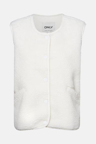 Gilet blanc en imitation peau de mouton par ONLY, avec une patte de boutonnage et poches.