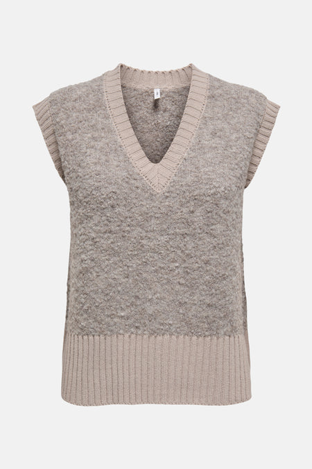 Beige hemdje van ONLY®, in textuurgebreide stof met geribbelde afwerkingen.