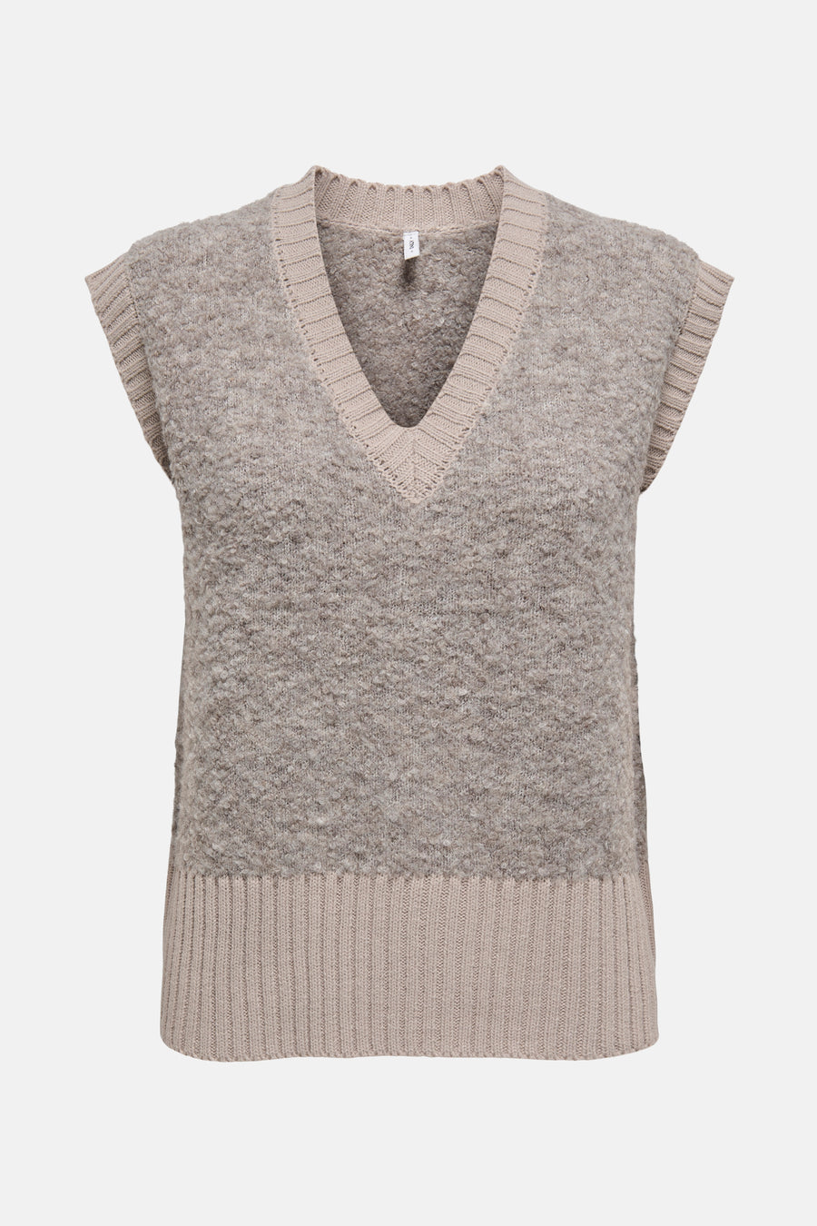 Débardeur en tricot beige de ONLY, avec encolure en V et finitions côtelées.
