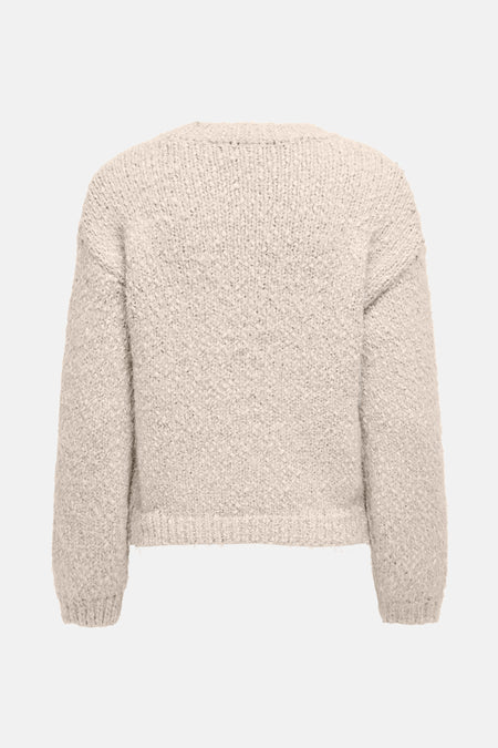 Beige ronde hals trui van ONLY, in grof gebreide textuur.