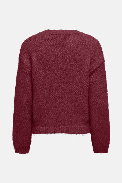 Pull bordeaux à col rond par ONLY®, en maille texturée.
