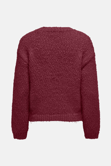 Bordeaux trui met ronde hals van ONLY®, in een getextureerd breisel.