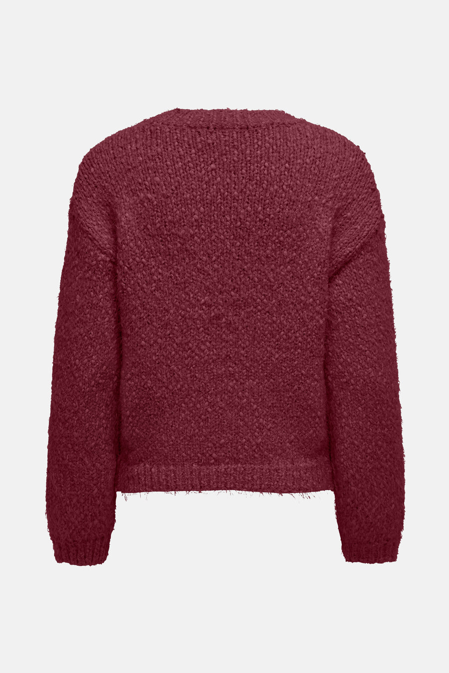 Pull bordeaux à col rond par ONLY®, en maille texturée.
