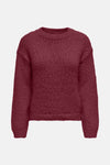Pull à col rond bordeaux de ONLY, en tricot texturé à mailles lâches.