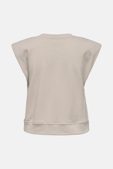 Top sans manches beige de ONLY, avec épaulettes structurées et ourlet côtelé.