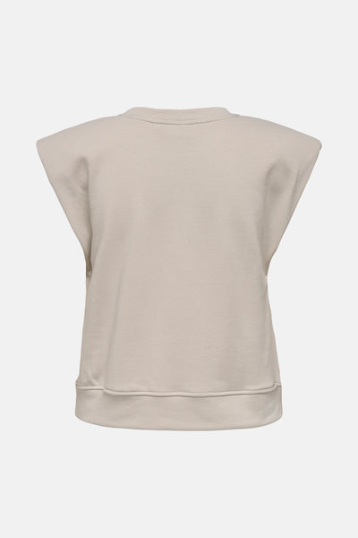 Top sans manches beige de ONLY, avec épaulettes structurées et ourlet côtelé.